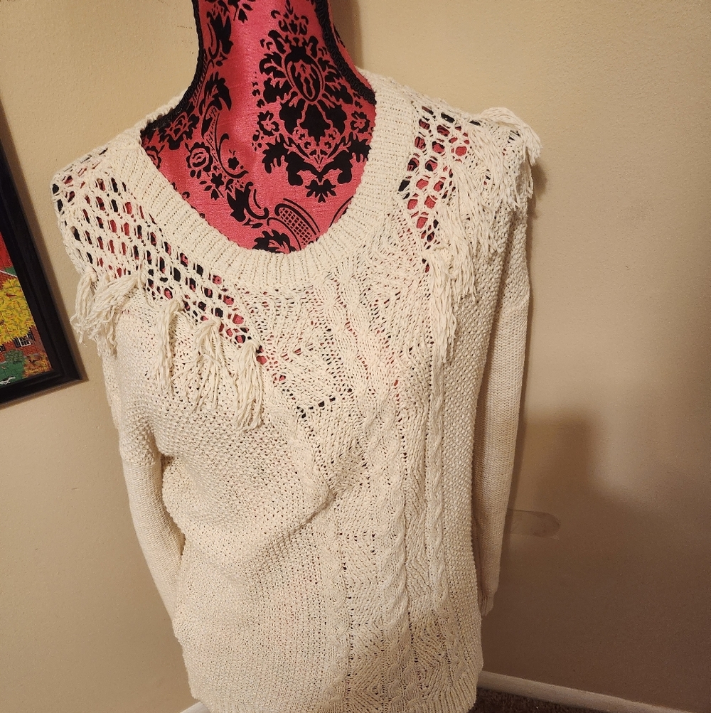 Rebecca Minkoff Fringed Sweater Small Excellent